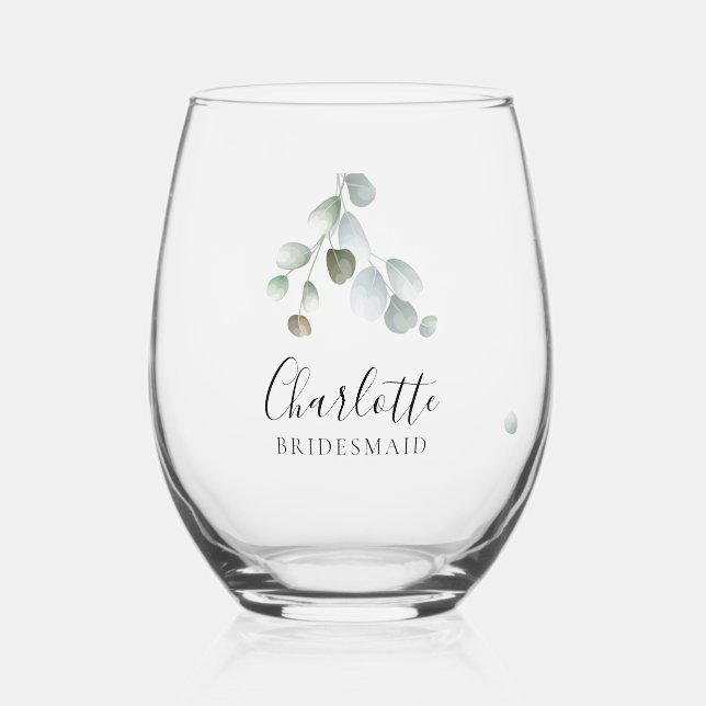Vaso De Vino Boda de guión Eucalyptus (Anverso)