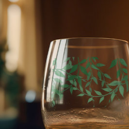 Vaso De Vino Boda de hojas botánicas rusas