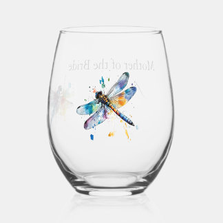 Vaso De Vino Boda de jardín de libélula colorida personalizada