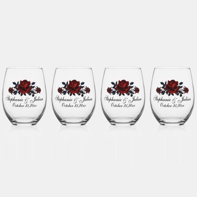 Vaso De Vino Boda de la Rosa Roja Gótica (Anverso)