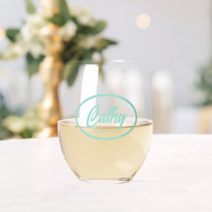 Vaso De Vino Boda de nombres con estilo Seafoam