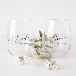 Vaso De Vino Boda de novia y Groom personalizado