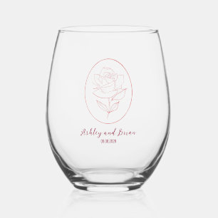 Vaso De Vino Boda de Rosa Floral Clásica Jardín de Familias