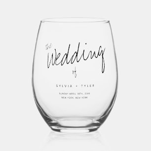 Vaso De Vino Boda de tipografía a favor de Keepsake