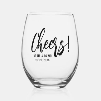 Vaso De Vino Boda de tipografía con guión negro