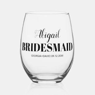Vaso De Vino Boda de tipografía de nombre de dama de honor