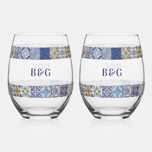 Vaso De Vino Boda del patrón de mosaicos portugués mediterráneo