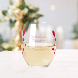 Vaso De Vino Boda Día de San Valentín de diseño de corazones ro