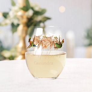 Vaso De Vino Boda donante de honor Hummingbird acuarela