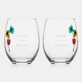 Vaso De Vino Boda floral contemporáneo Art Noveau