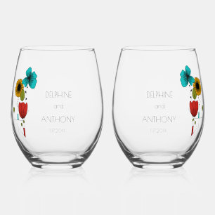 Vaso De Vino Boda floral contemporáneo Art Noveau