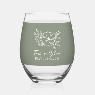 Vaso De Vino Boda Floral Sage Green Bouquet