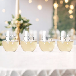 Vaso De Vino Boda Gafas de Vino sin Piscina Corazón Plateado