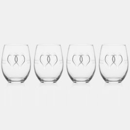 Vaso De Vino Boda Gafas de Vino sin Piscina Corazón Plateado