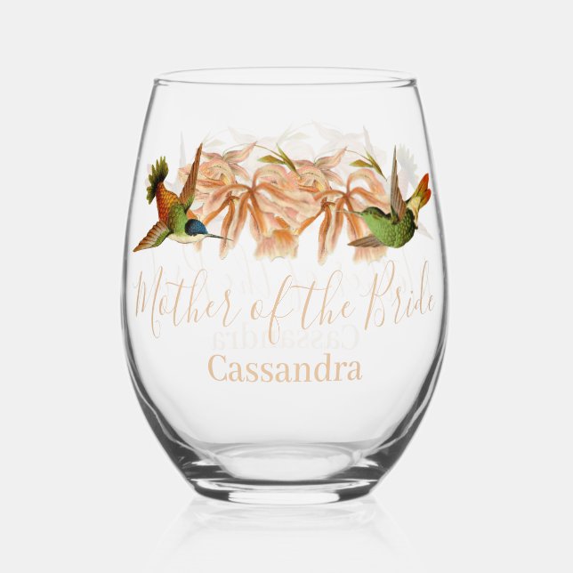 Vaso De Vino Boda Madre de novia regalo Hummingbird (Anverso)