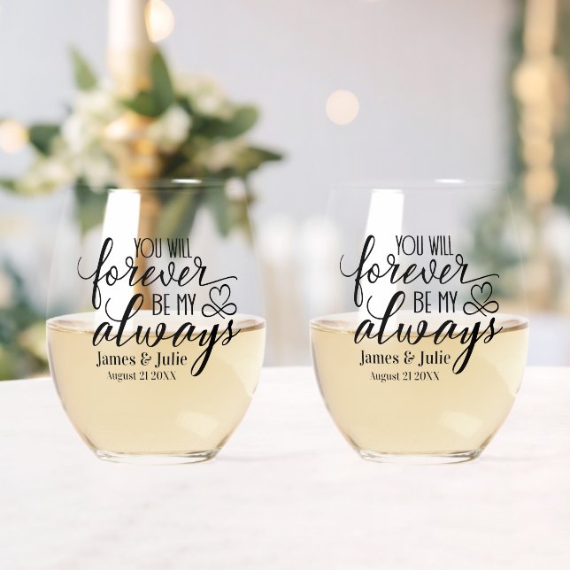 Vaso De Vino Boda personalizable para siempre mi Siempre  (Insitu (Boda))