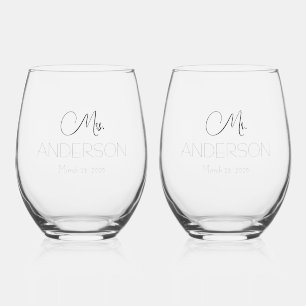 Vaso De Vino Boda personalizada Bride Groom Favor mr mrs