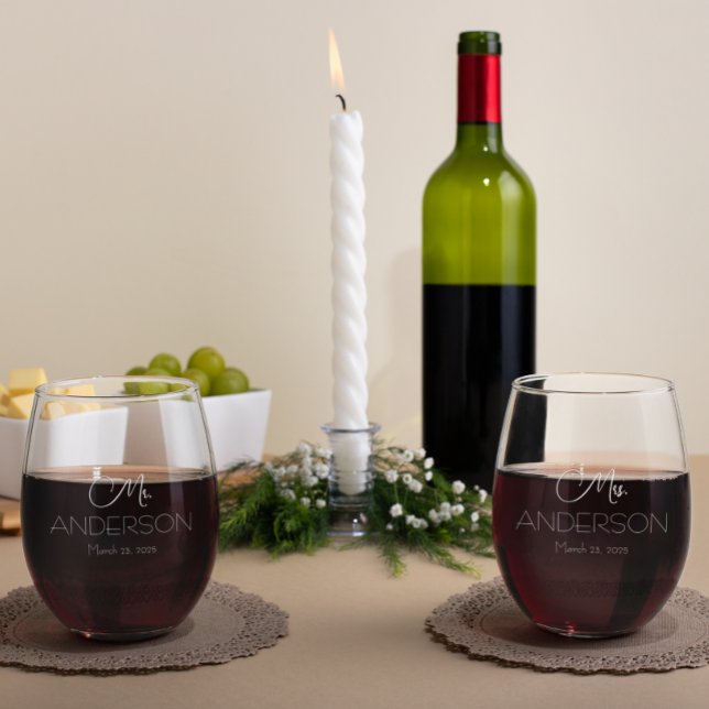 Vaso De Vino Boda personalizada Bride Groom Favor mr mrs (Subido por el creador)