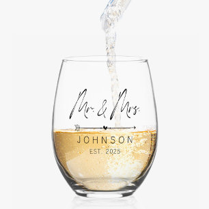Vaso De Vino Boda personalizado Sr. y Sra. Glasses