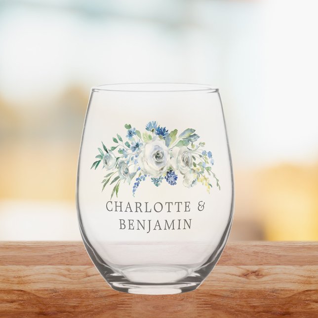 Vaso De Vino Boda Primaria Personalizado Floral de Peonia Blanc (Subido por el creador)