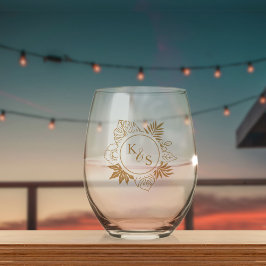Vaso De Vino Boda Romántico de Verdor Tropical