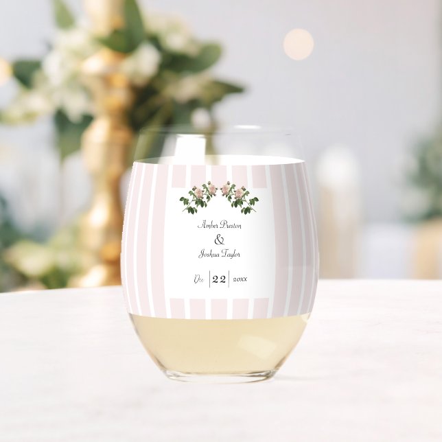Vaso De Vino Boda rosa suave romántico (Insitu (Boda))