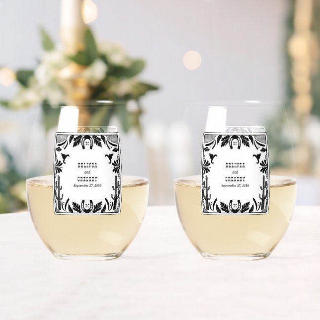 Vaso De Vino Boda rústico de vaqueros de países occidentales (Insitu (Boda))