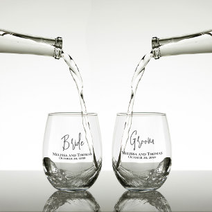 Vaso De Vino Boda Script Bride Groom Personalizado