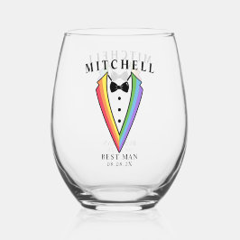 Vaso De Vino Boda Tuxedo Gay LGBTQ+ Mejor hombre