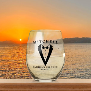 Vaso De Vino Boda Tuxedo Padre Personalizado de la Novia