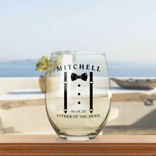 Vaso De Vino Boda Tuxedo Padre Personalizado de la Novia
