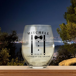 Vaso De Vino Boda Tuxedo Padre Personalizado del Groom