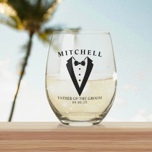Vaso De Vino Boda Tuxedo Padre Personalizado del Groom