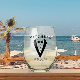Vaso De Vino Boda Tuxedo Personalizado Groomsman