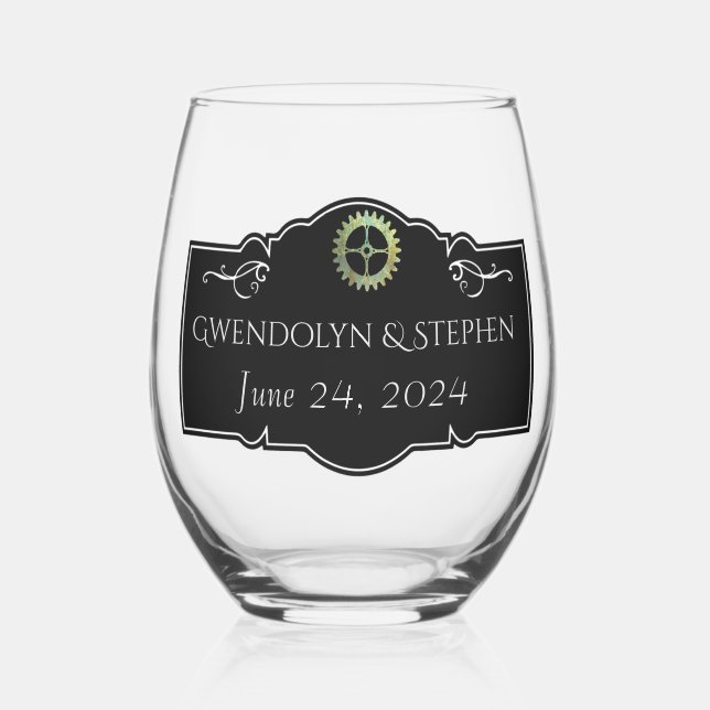 Vaso De Vino Boda vinícola Steampunk personalizada (Izquierda)