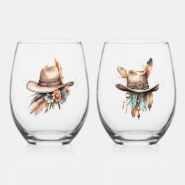 Vaso De Vino Boho Cowgirl Social Club Stemless Wine Glass