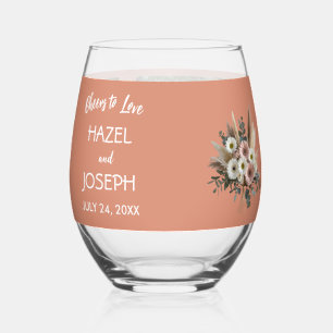 Vaso De Vino Boho Floral Cheonea para amar al Boda personalizad