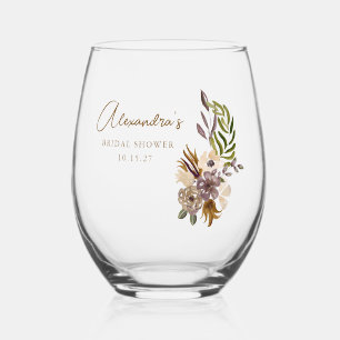 Vaso De Vino Boho Rústica Naturaleza Botánica Personalizado Duc
