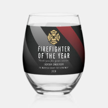 Bombero del Año Logotipo Empleado Línea Roja