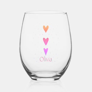 Vaso De Vino Bonito Dulce Moderno 3 Corazones Ilustracion