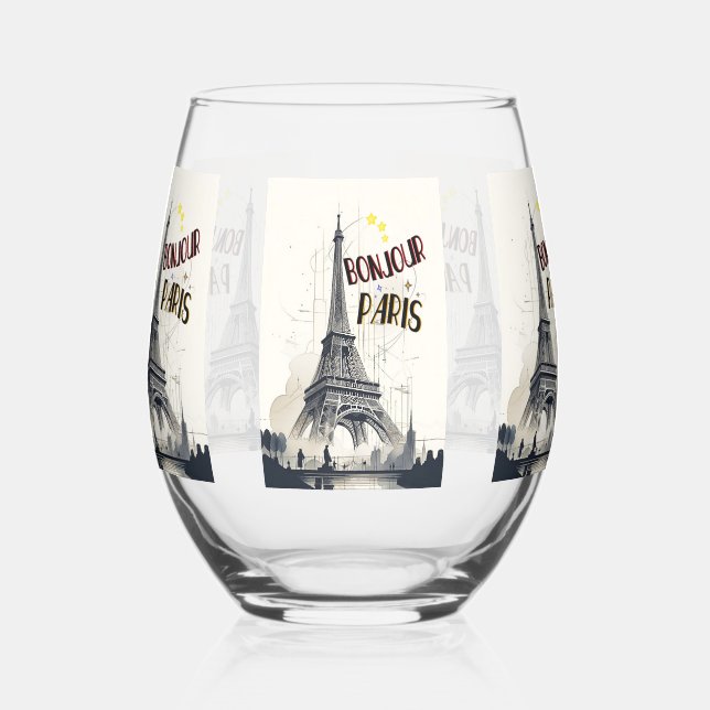 Vaso De Vino Bonjour Skyline Marathon Paris (Izquierda)