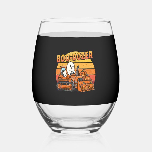 Vaso De Vino Boo Dozer Ghost Funny Halloween (Anverso)