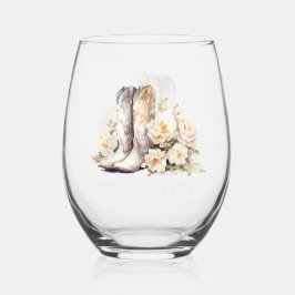 Vaso De Vino Boots & Bubbly Elegent Floral Bridal Bridesmaid