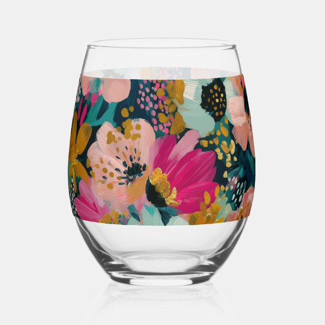 Vaso De Vino Botánico Floral  (Anverso)