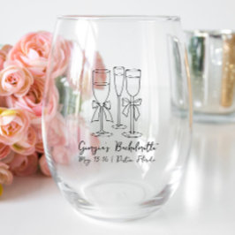 Vaso De Vino Bow Moderna Script Bachelorette Party Personalizad