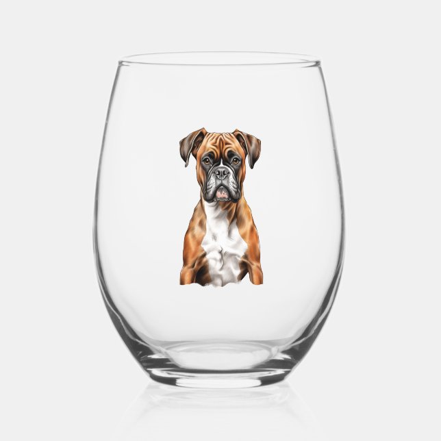 Vaso De Vino Boxer Buddies Cute Dog Designs for Loyal Boxer (Anverso)