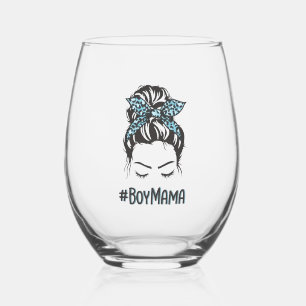 Vaso De Vino Boy Mama Messy Bun Boy Mom Gifts