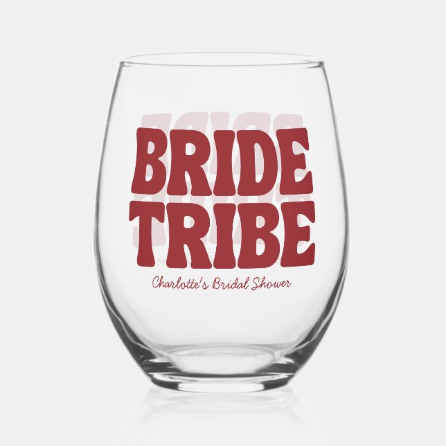 Vaso De Vino Bride Tribe Burgundy Bridal Shower (Anverso)