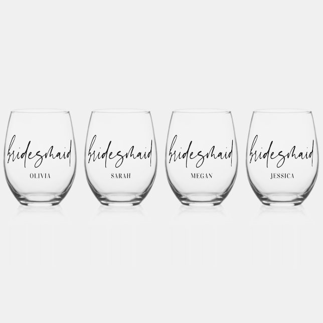 Vaso De Vino Bridesmaid Regalo Personalizado Wine Glinkware Set (Anverso)