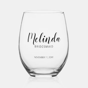 Vaso De Vino Bridesmaids personalizadas de escritura moderna